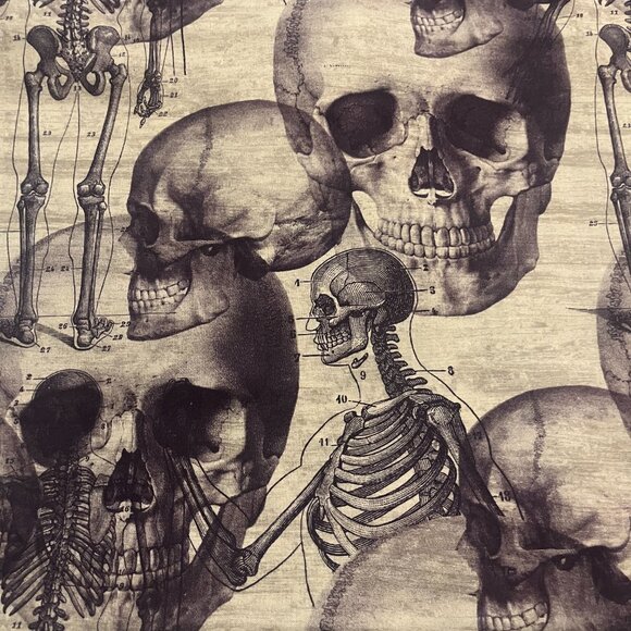 Unique HUMAN SKELETONS Handmade Cotton Pillowcase fits a Standard/Queen Pillow - Picture 3 of 3